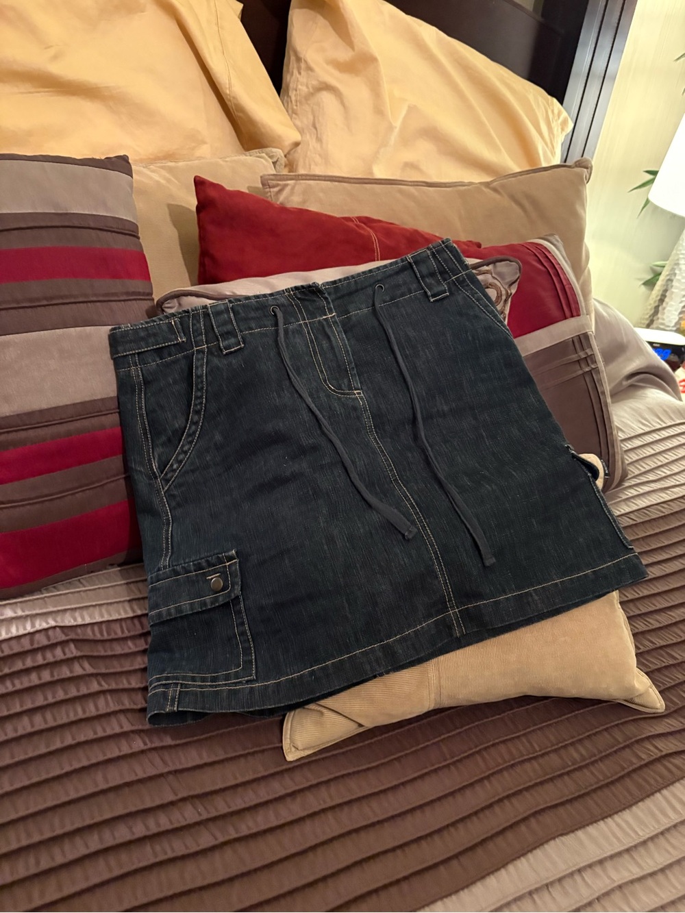 Dark Denim Mini Skirt with Cargo Pocket
